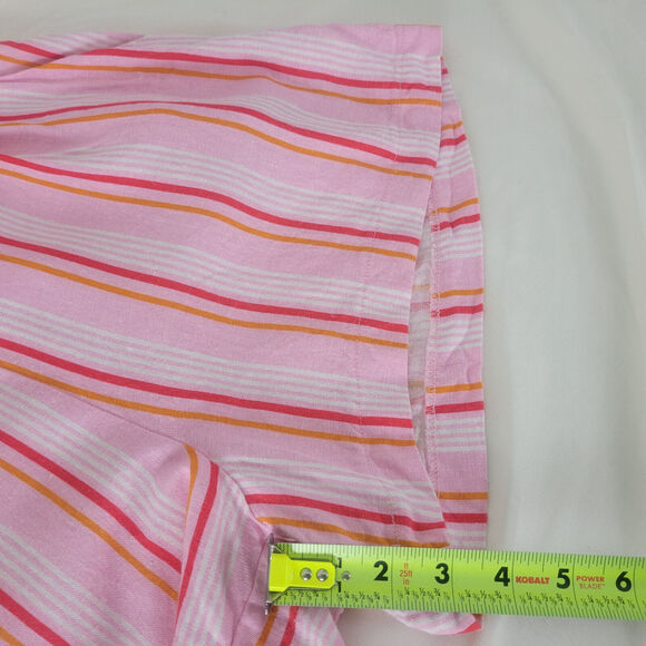 Lush Shorts Womens Small Pink Linen Blend High Rise Mom Candy Striped Zip Up - Picture 6 of 13